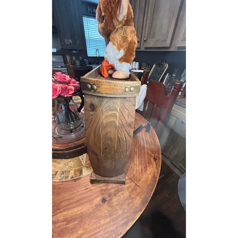 Rustic Wooden Wine Rack Barrel Design 8 Bottle Holder with Glassware Storage
